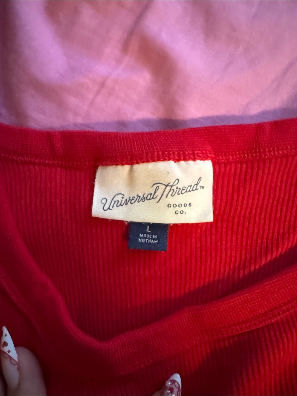Universal Thread Red Ribbed Scoop Crop Top - Picture 2 of 3